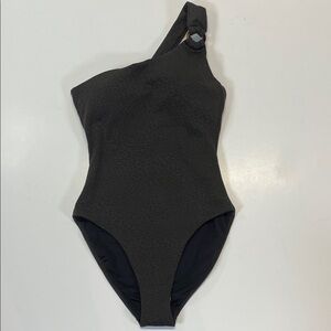 Onia Black One Shoulder One Piece Swimsuit Push Up Textured Swim Size S